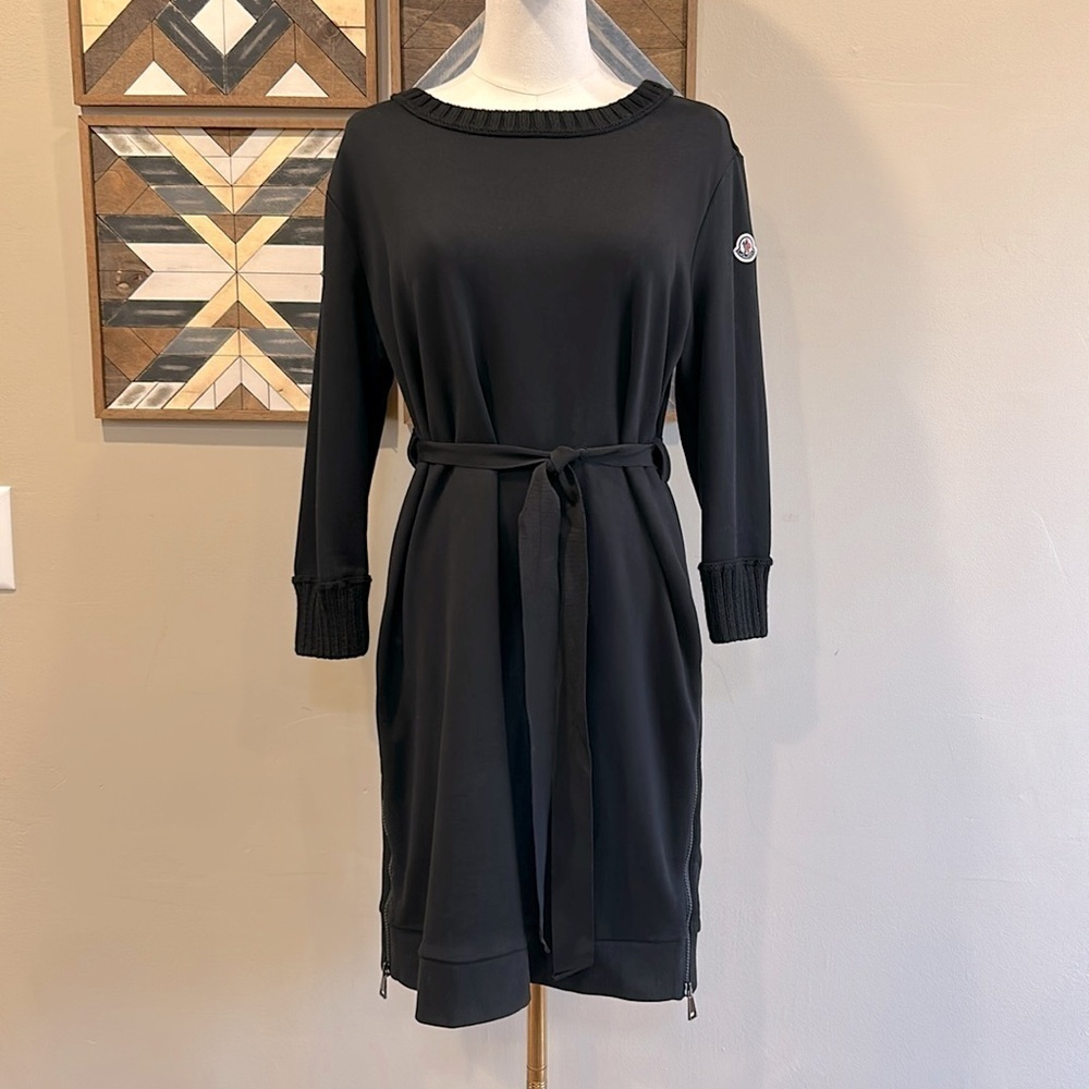Moncler Abito Tie Waist Dress Black Small EUC